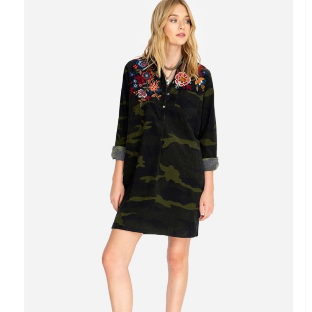 Johnny Was Baby Cord camo dress.